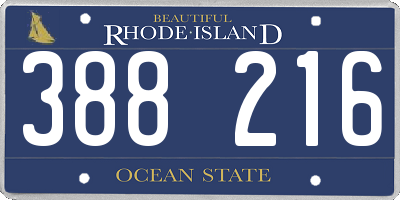 RI license plate 388216