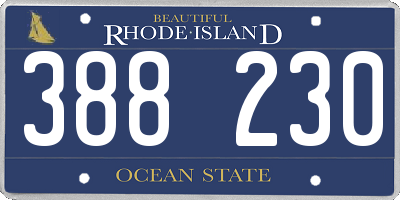 RI license plate 388230