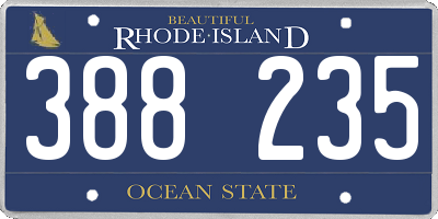RI license plate 388235