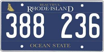 RI license plate 388236