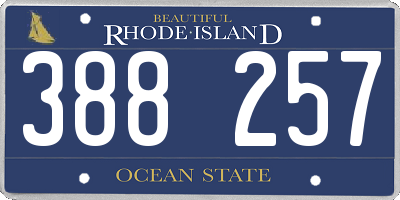 RI license plate 388257