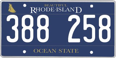 RI license plate 388258