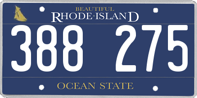 RI license plate 388275