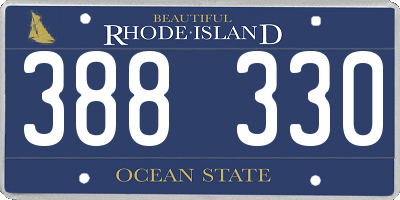 RI license plate 388330