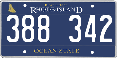 RI license plate 388342