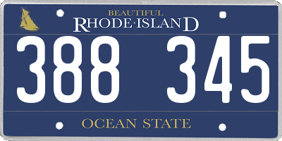 RI license plate 388345