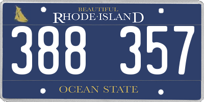 RI license plate 388357