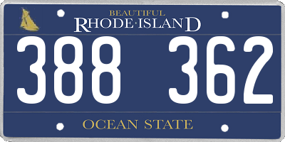 RI license plate 388362