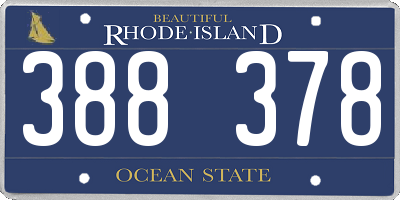 RI license plate 388378