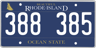 RI license plate 388385