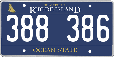 RI license plate 388386