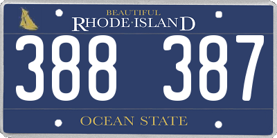 RI license plate 388387