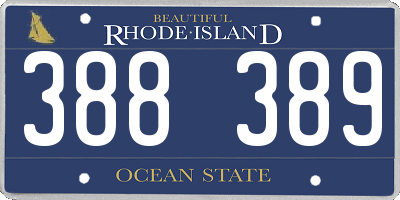 RI license plate 388389
