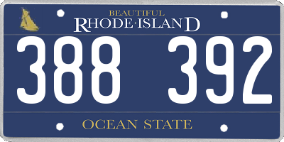RI license plate 388392
