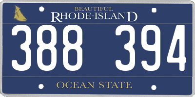 RI license plate 388394