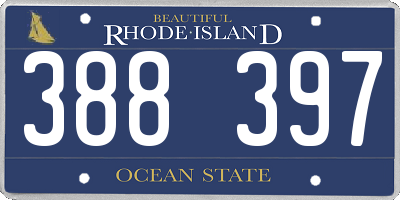 RI license plate 388397