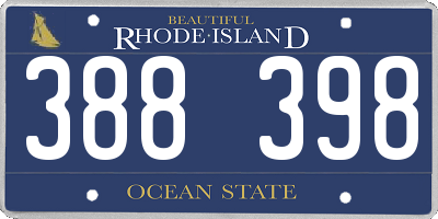 RI license plate 388398