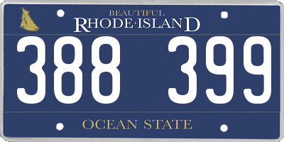 RI license plate 388399