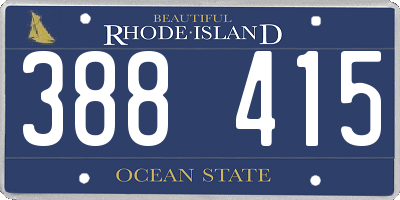 RI license plate 388415