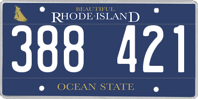 RI license plate 388421