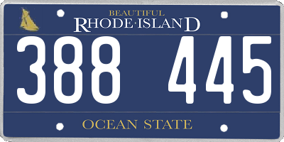RI license plate 388445