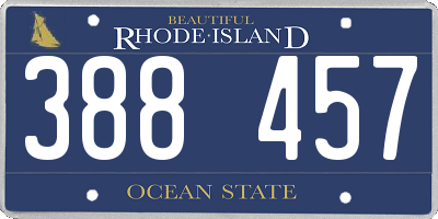 RI license plate 388457