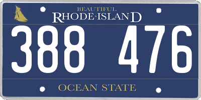 RI license plate 388476