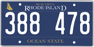 RI license plate 388478