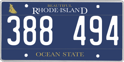 RI license plate 388494