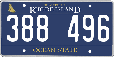 RI license plate 388496