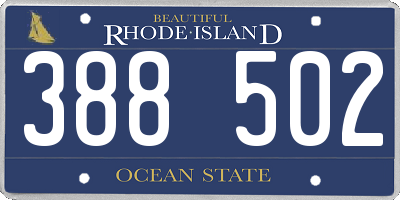 RI license plate 388502