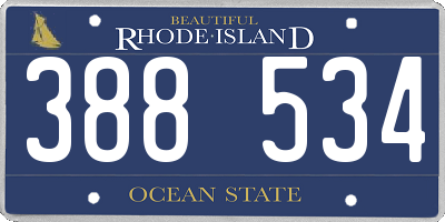 RI license plate 388534