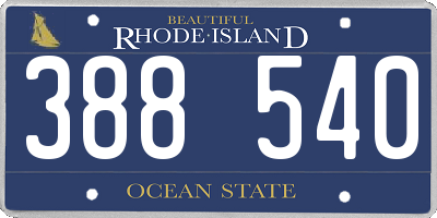 RI license plate 388540