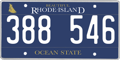 RI license plate 388546
