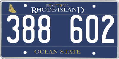 RI license plate 388602