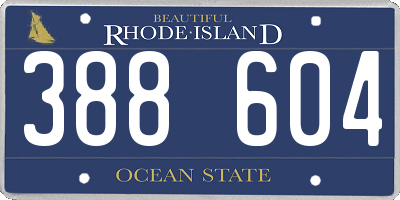 RI license plate 388604