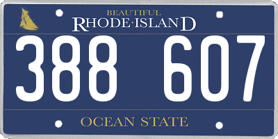 RI license plate 388607