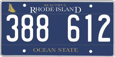 RI license plate 388612