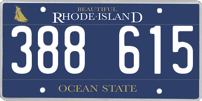 RI license plate 388615