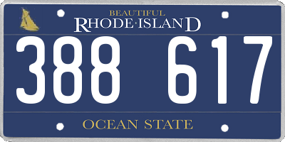 RI license plate 388617