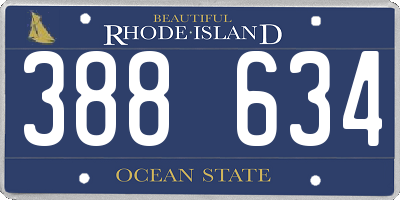 RI license plate 388634