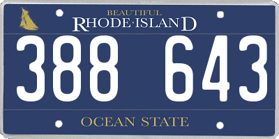RI license plate 388643