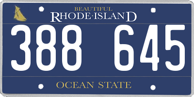 RI license plate 388645