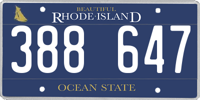 RI license plate 388647