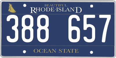 RI license plate 388657