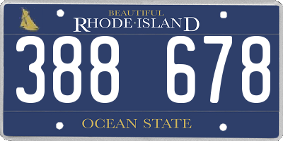 RI license plate 388678
