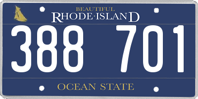 RI license plate 388701