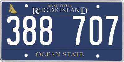 RI license plate 388707