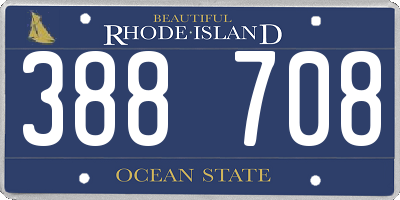RI license plate 388708