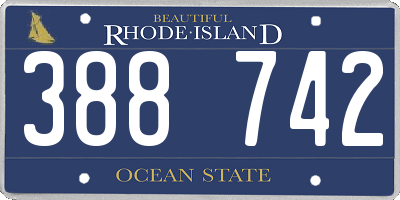 RI license plate 388742